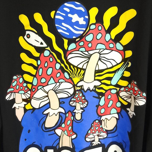 NASA Mushroom Graphic T-Shirt Men's 3XL Black Groovy Psychedelic Long Sleeve - Picture 7 of 12